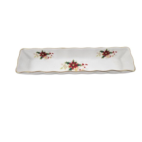 Royal Albert Mint Tray Bone China Poinsettia Floral Rectangular England 1976 - Picture 5 of 10